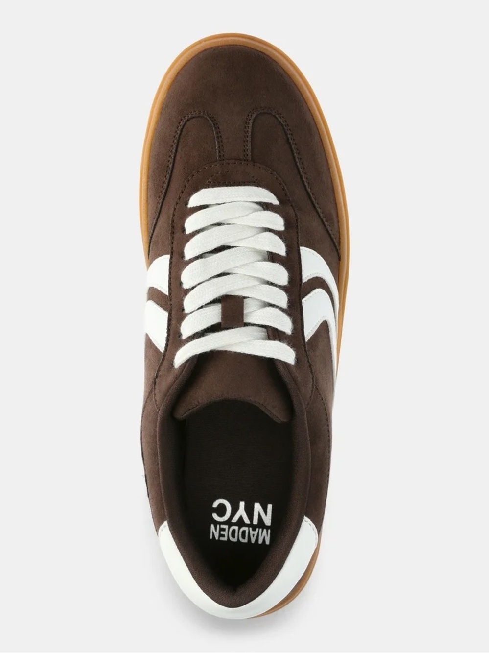 Maden NYC Brown Suede Sneakers with White Accents